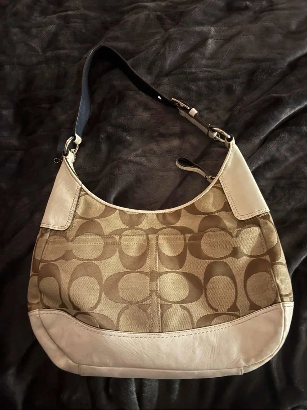 Coach Hamptons Signature Stripe Hobo Bag